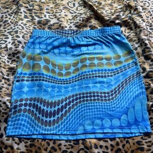 SHEIN Blue and Green Patterned Mini Skirt